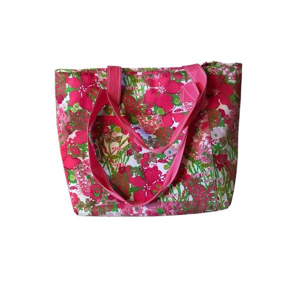 Lilly Pulizer Pink Beach Rose Insulated Large Shoulder Tote Bag Picnic Cooler - Picture 4 of 10